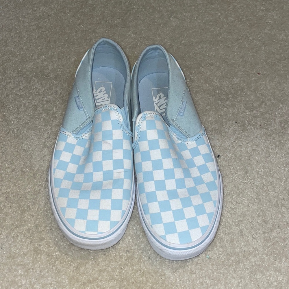 BLUE CHECKERED SLIP ON VANS